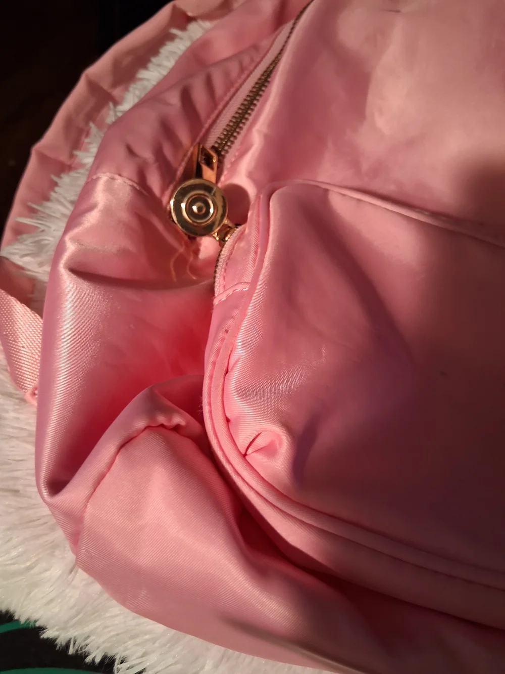Stoney Clover Lane Pink Nylon Backpack with Gold Zippers